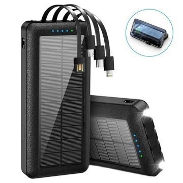 10000mAh Bộ sạc điện thoại năng lượng mặt trời Type-C Cắm trại Bộ sạc di động Ngân hàng năng lượng mặt trời có chân đế
