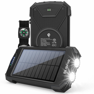 Bộ sạc di động Qi không dây 10000mAh Ngân hàng năng lượng mặt trời cho điện thoại và máy tính xách tay