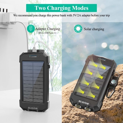 Bộ sạc di động Qi không dây 10000mAh Ngân hàng năng lượng mặt trời cho điện thoại và máy tính xách tay