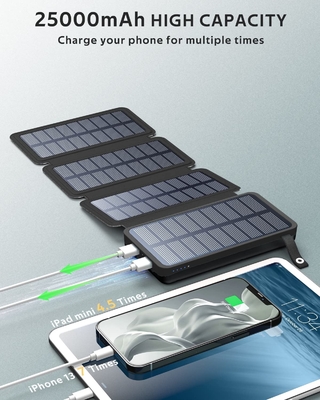 Bảng sạc dự phòng năng lượng mặt trời OEM 25000mAh 6W cho điện thoại di động