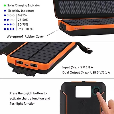 Bộ sạc năng lượng mặt trời di động không thấm nước 8000mAh 5V Bộ sạc điện thoại năng lượng mặt trời Cắm trại