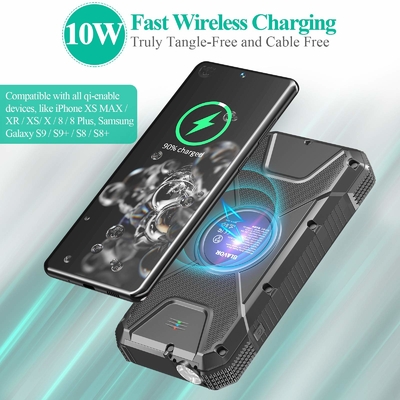 Bộ sạc dự phòng năng lượng mặt trời không dây di động 18W QC3.0 với 4 đầu ra