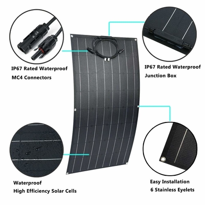 Bảng điều khiển năng lượng mặt trời đơn tinh thể có thể uốn cong 12V 100w Linh hoạt