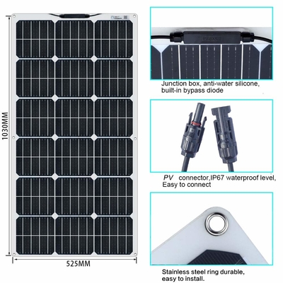 Bảng điều khiển năng lượng mặt trời vô định hình linh hoạt đơn tinh thể 100W 12V 400W 40A