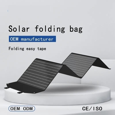 Bảng điều khiển năng lượng mặt trời có thể gập lại 100w linh hoạt màu đen cho bộ sạc máy tính xách tay / Cắm trại ngoài trời
