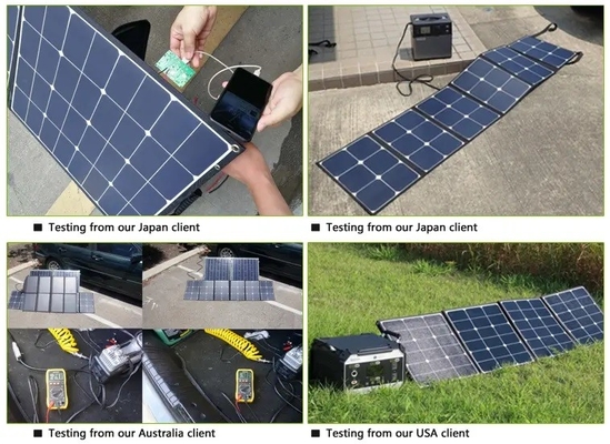 Chất Lượng Tuyệt Vời Di Động Sunpower 6 Gấp ETFE 60W Có Thể Gập Lại Tay Kích Thước Túi Sạc Năng Lượng Mặt Trời Bảng Điều Khiển Với Cổng Usb Chung